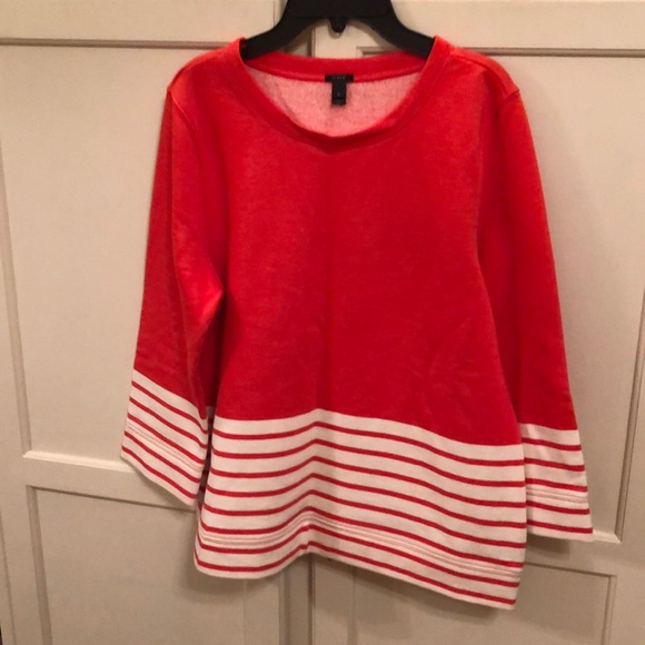 J.Crew Orange with Stripes Crewneck Sweatshirt M